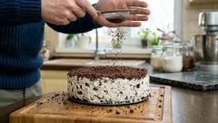 Nepečený čokoládový dort s lehkým krémem a kakaovou drobenkou, který si zamiluje celá rodina